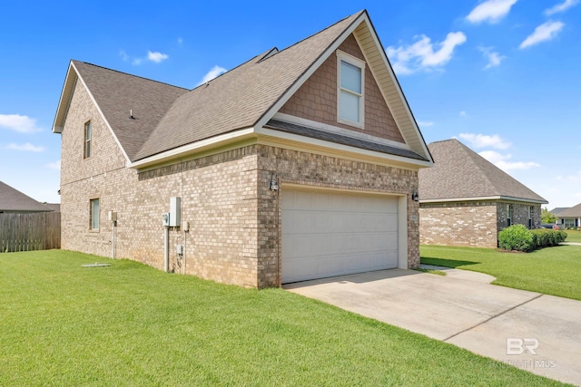 8847 Asphodel Ln, Daphne, AL 36526 - view of side of home featuring roof with shingles, brick siding, driveway, and an attached garage