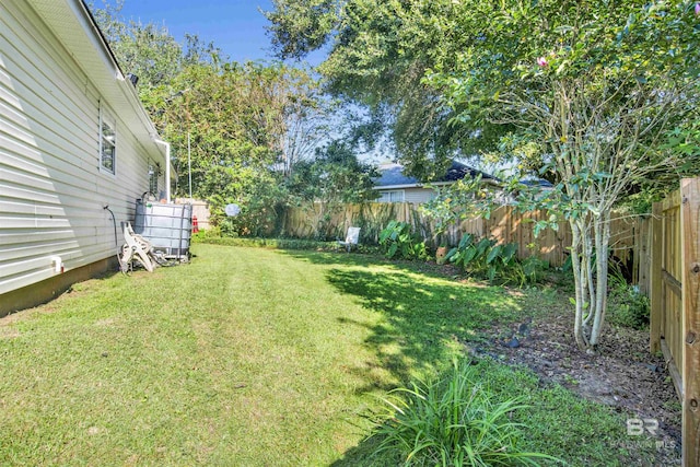 view of yard featuring a fenced backyard