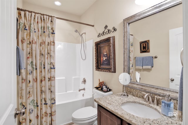 4268 Birkdale St, Gulf Shores, AL 36542 - full bath with toilet, shower / bath combination with curtain, vanity, and recessed lighting