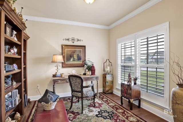 4268 Birkdale St, Gulf Shores, AL 36542 - office with crown molding, plenty of natural light, wood finished floors, and baseboards