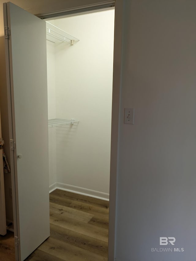 spacious closet with wood finished floors