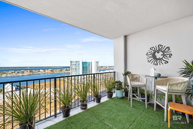 balcony with a water view