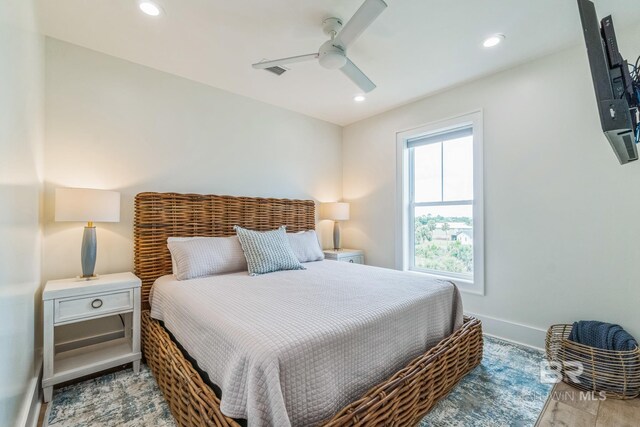1050 W Beach Blvd Unit E, Gulf Shores, AL 36542 - bedroom featuring recessed lighting and a ceiling fan