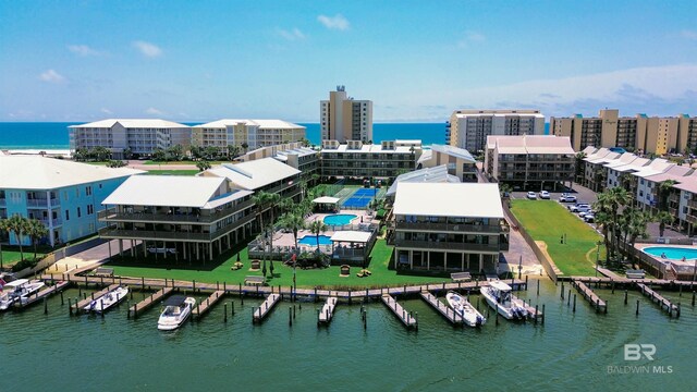 28835 Perdido Beach Blvd Unit 309, Orange Beach, AL 36561 - bird's eye view of a large body of water, a pool area, and apartment complex / building