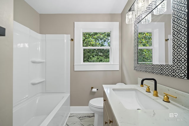 1716 Bryan Ave, Mobile, AL 36605 - bathroom with marble finish flooring, baseboards, healthy amount of natural light, and vanity