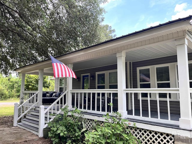 exterior space with covered porch