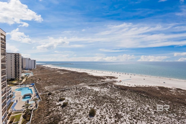 property view of water with a beach view