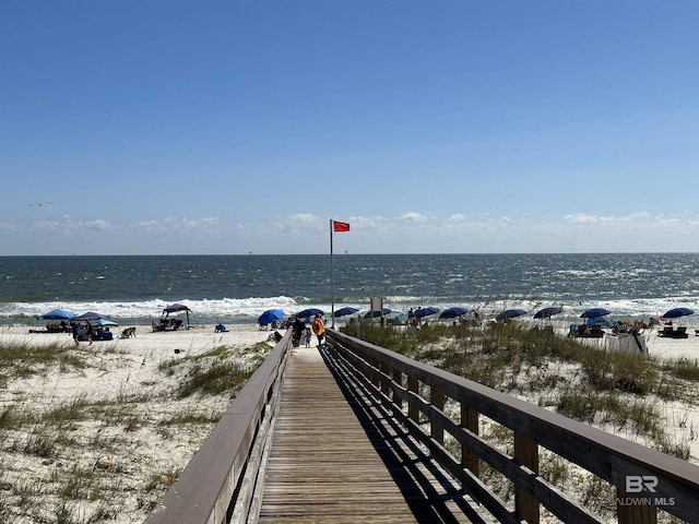 property view of water with a beach view