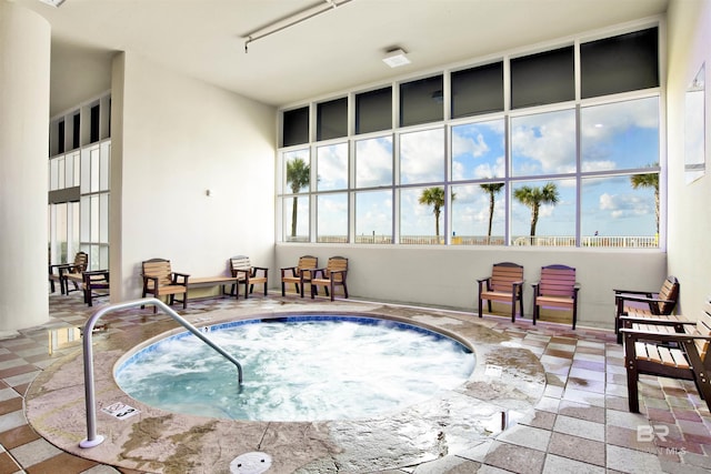 view of swimming pool with a patio area