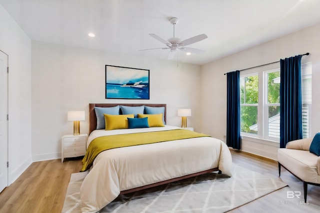 9264 Brighton Ave, Elberta, AL 36530 - bedroom with wood finished floors, recessed lighting, baseboards, and a ceiling fan