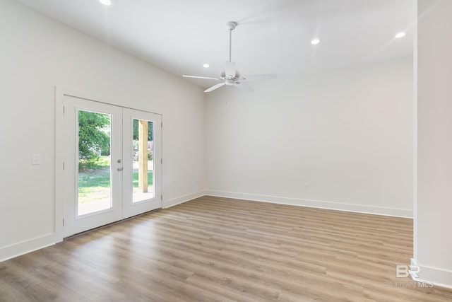 9264 Brighton Ave, Elberta, AL 36530 - unfurnished room featuring french doors, light wood-type flooring, recessed lighting, baseboards, and ceiling fan