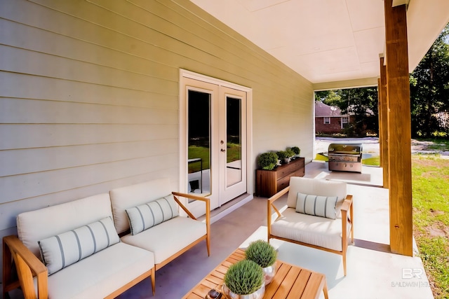 9264 Brighton Ave, Elberta, AL 36530 - view of patio / terrace with french doors, an outdoor hangout area, and a grill