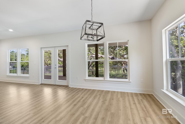 9264 Brighton Ave, Elberta, AL 36530 - unfurnished dining area with light wood-style flooring, baseboards, french doors, and recessed lighting