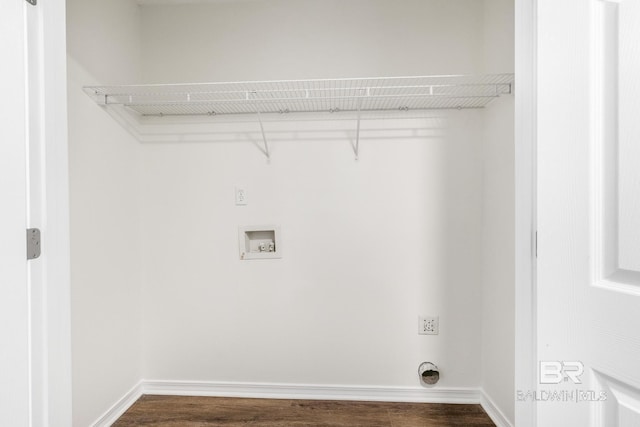 clothes washing area featuring hookup for a washing machine, dark hardwood / wood-style floors, and hookup for an electric dryer