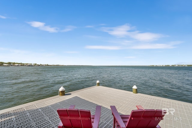 dock area featuring a water view