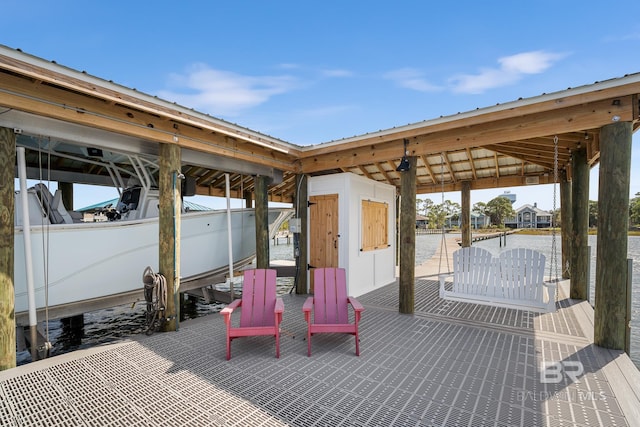 view of patio / terrace with a dock