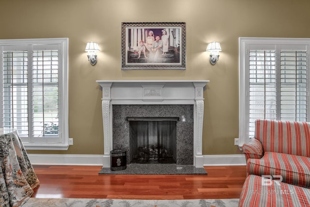 living room featuring dark hardwood / wood-style flooring