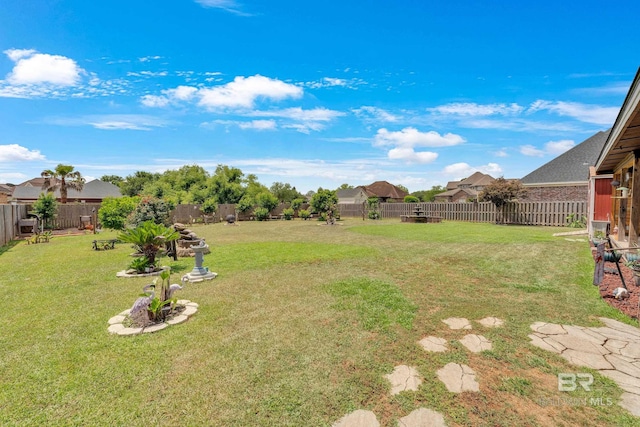view of yard featuring a fenced backyard