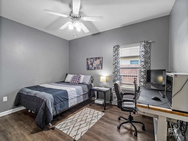 17163 Feder Dr, Foley, AL 36535 - bedroom featuring baseboards, wood finished floors, and ceiling fan