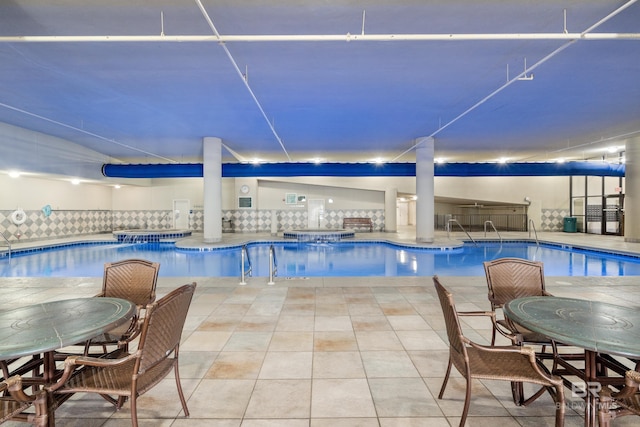 pool with a patio