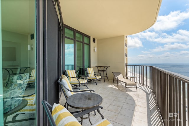 balcony with a water view
