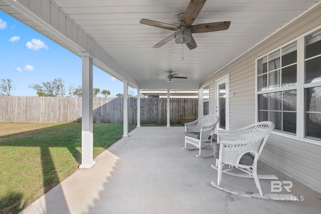 view of patio with ceiling fan