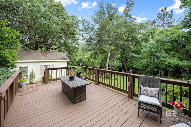 11346 County Road 99, Lillian, AL 36549 - wooden deck featuring view of scattered trees
