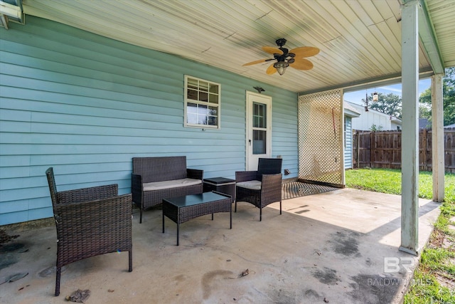 view of patio / terrace featuring ceiling fan