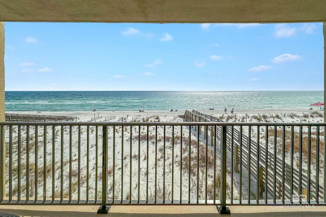 property view of water featuring a view of the beach