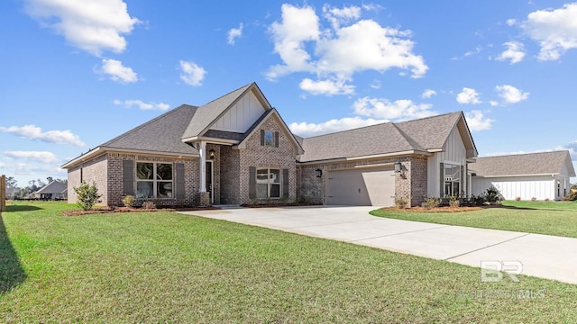 10253 Secretariat Blvd, Daphne, AL 36526 - craftsman inspired home featuring board and batten siding, brick siding, an attached garage, a front lawn, and driveway