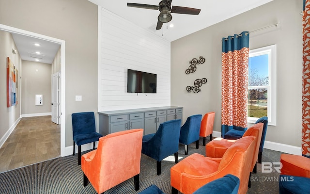 10253 Secretariat Blvd, Daphne, AL 36526 - living area with a ceiling fan, baseboards, recessed lighting, and dark wood-type flooring