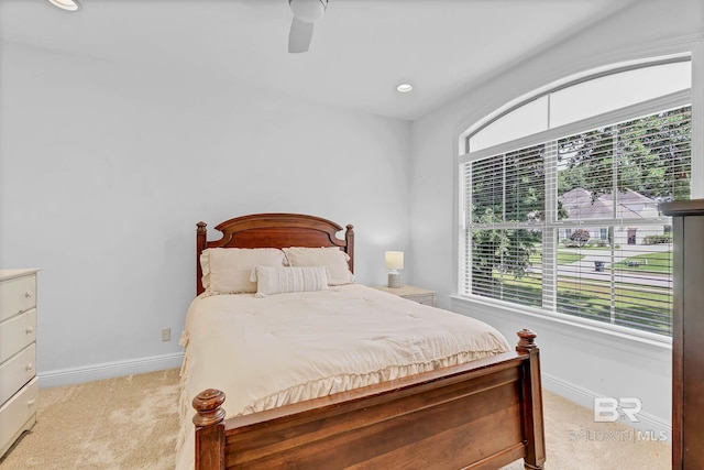 30230 Dolive Rdg, Daphne, AL 36527 - bedroom with light colored carpet, ceiling fan, and recessed lighting