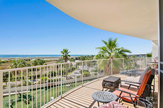 balcony with a water view