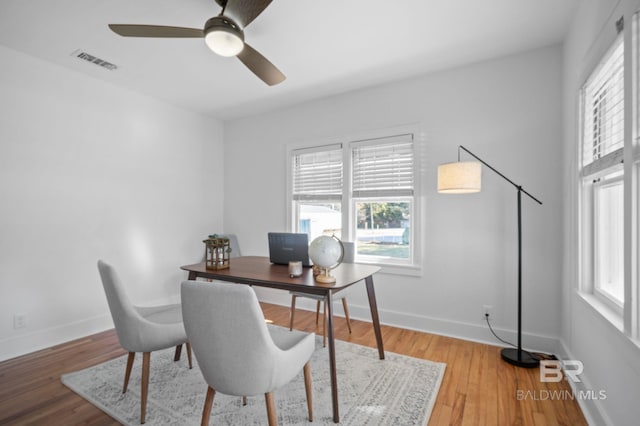 25121 State St, Elberta, AL 36530 - office space featuring hardwood / wood-style floors, ceiling fan, and a healthy amount of sunlight