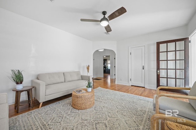 25121 State St, Elberta, AL 36530 - living room with ceiling fan and light hardwood / wood-style floors