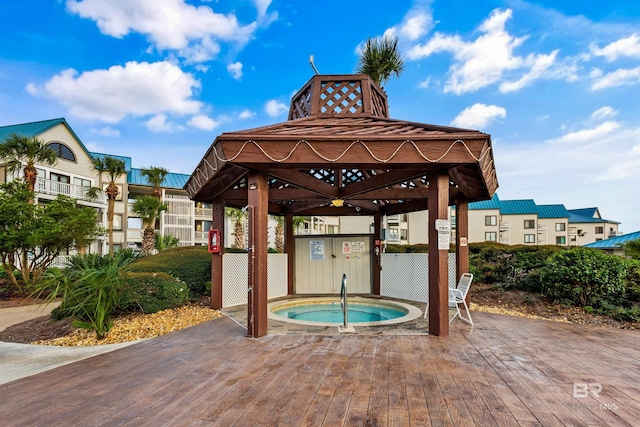 view of patio with a hot tub