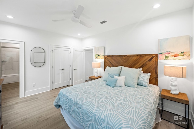 1476 Sandpiper Ln Unit B, Gulf Shores, AL 36542 - bedroom featuring light wood-type flooring, recessed lighting, a ceiling fan, and baseboards