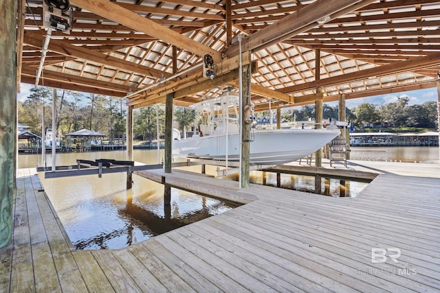 view of dock featuring a water view