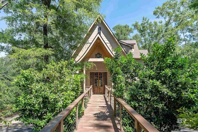 exterior space featuring french doors