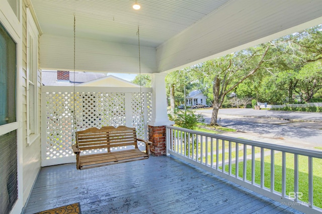 deck featuring a porch