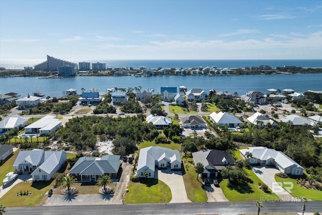 bird's eye view featuring a water view