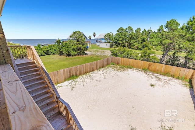 566 Boykin Ct N, Gulf Shores, AL 36542 - view of yard with a water view and stairway