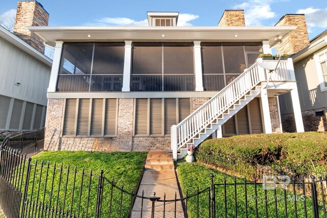 exterior space featuring stairs and fence