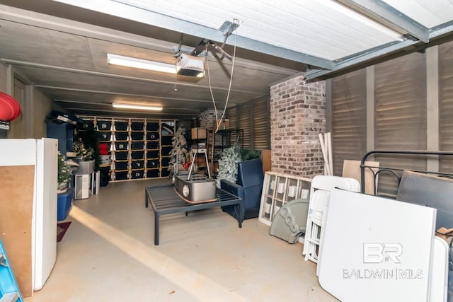 garage with a garage door opener