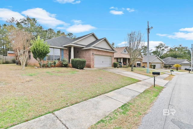 single story home with a garage and a front yard