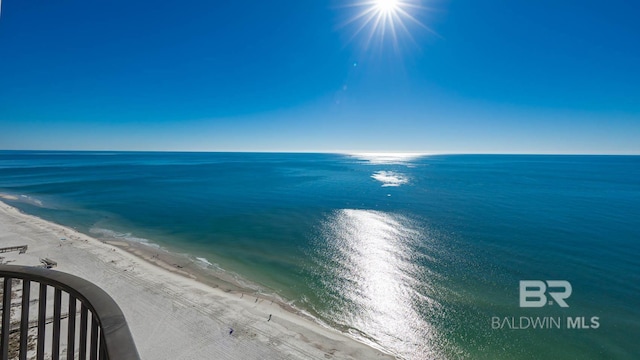 view of water feature featuring a beach view