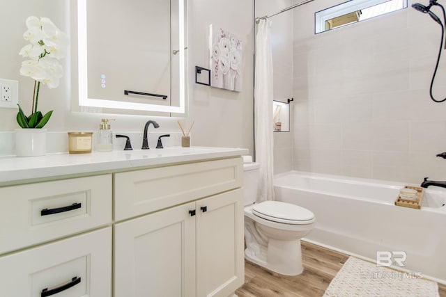 15132 Itea Dr, Foley, AL 36535 - bathroom with vanity, shower / bath combo with shower curtain, and wood finished floors
