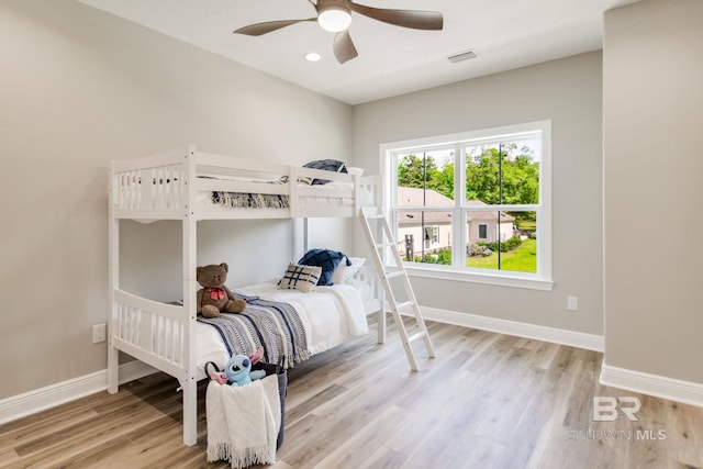 15132 Itea Dr, Foley, AL 36535 - bedroom featuring light wood-style floors, a ceiling fan, and recessed lighting