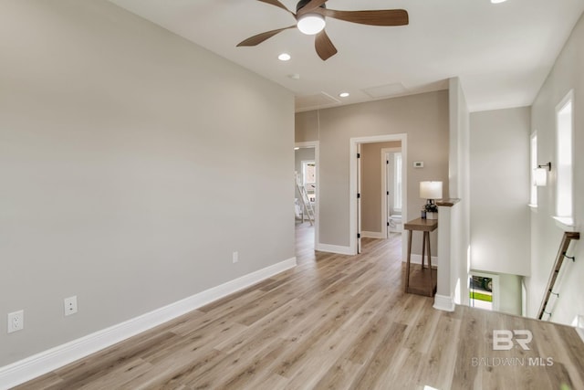 15132 Itea Dr, Foley, AL 36535 - spare room featuring attic access, ceiling fan, wood finished floors, and recessed lighting