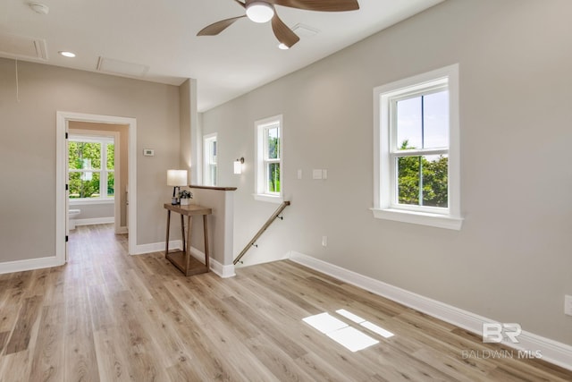 15132 Itea Dr, Foley, AL 36535 - unfurnished room featuring attic access, light wood finished floors, ceiling fan, a smoke detector, and recessed lighting